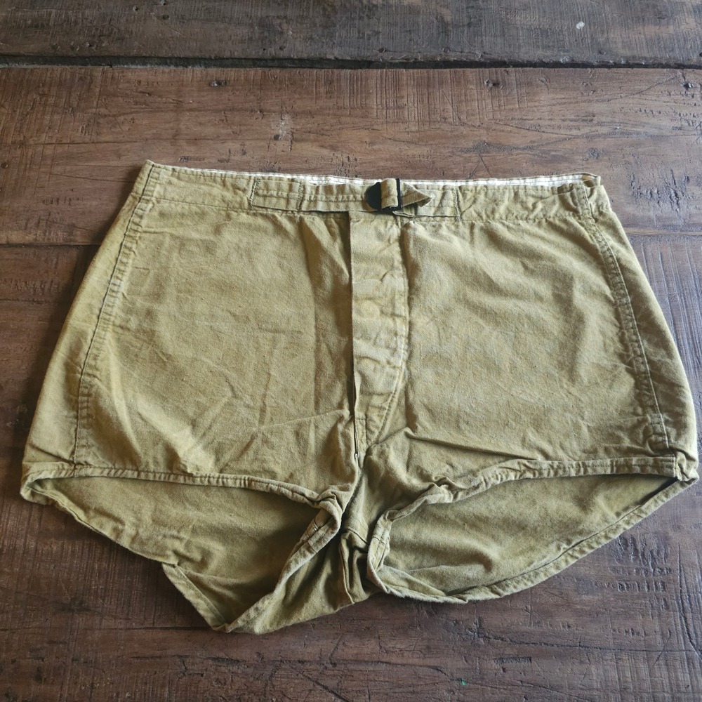 Vintage 1940s US Army Khaki Cotton Twill PT Shorts Military Issue WWII Mens 40s